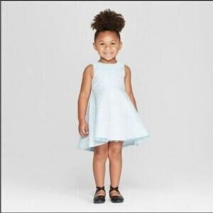 Oshkosh Toddler Girls Brocade A-Line Dress Blue/Silver 18 Months MSRP $24